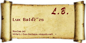Lux Balázs névjegykártya