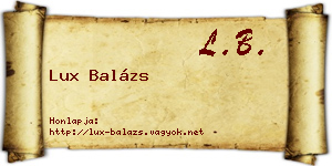 Lux Balázs névjegykártya